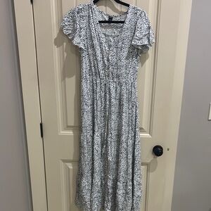 Floral Black and White Maxi Dress